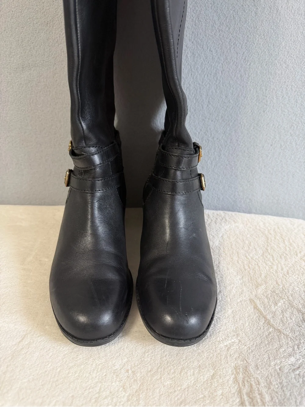 Bandolino Carlota Boots Two-Tone Black/Brown Size 6M Women’s Leather Block Heel